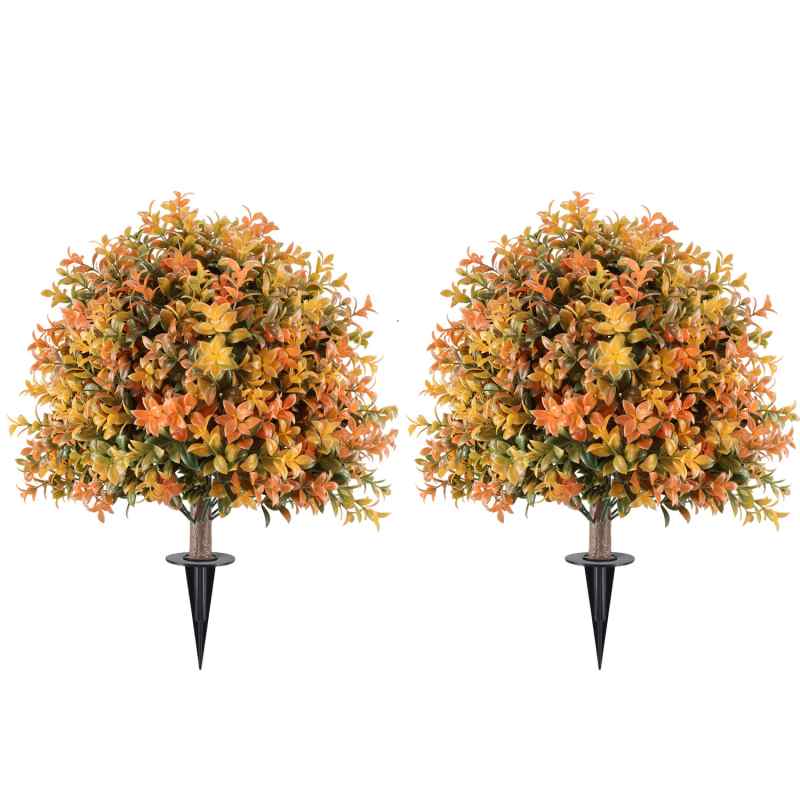 60cm Autumn-colored Artificial boxwood with Ground Stake