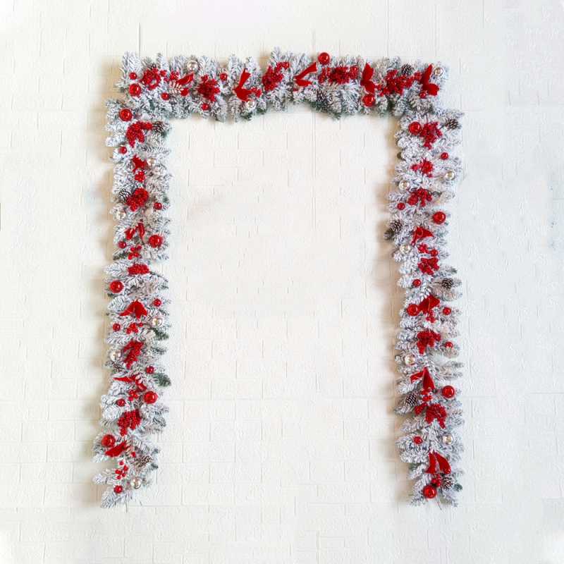 1.2m-1.8m red flocked Artificial Christmas Garland