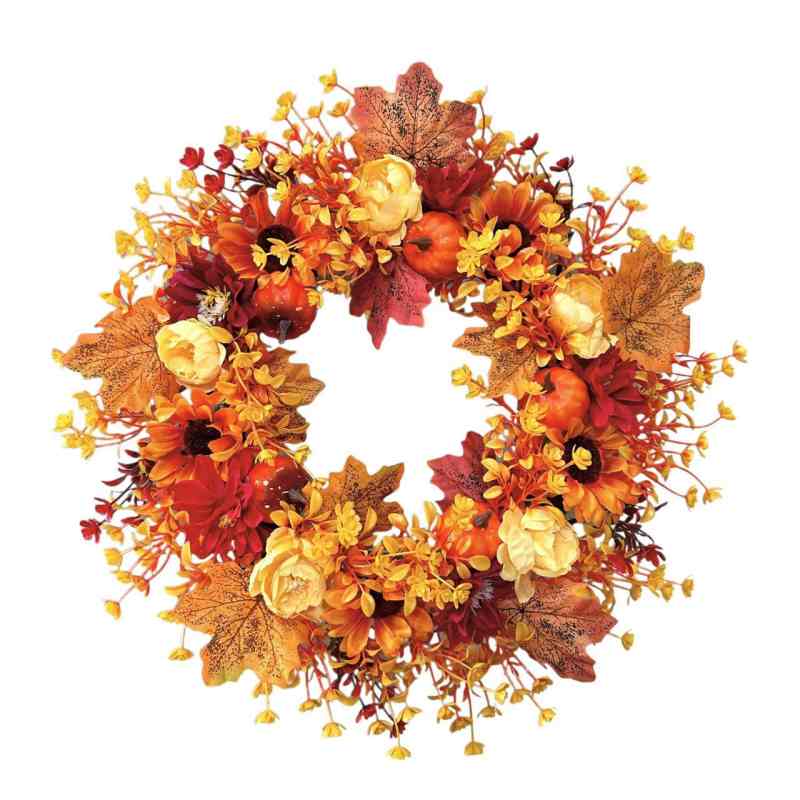 Harvest Festival Maple Leaf Pumpkin Wreath Gate