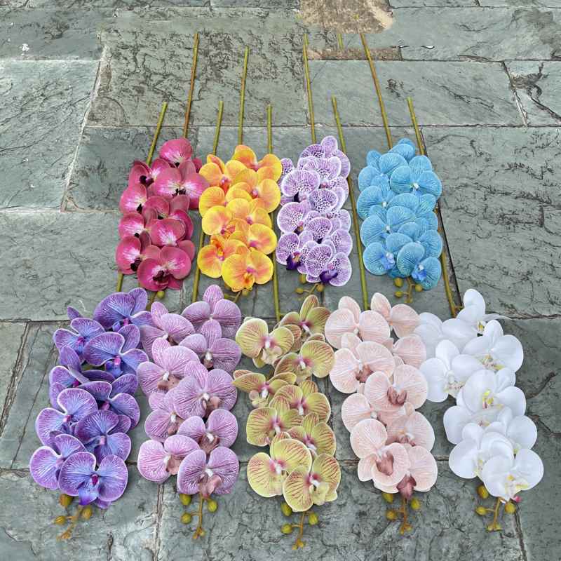 Multi-colored artificial Phalaenopsis orchids with a real touch feel