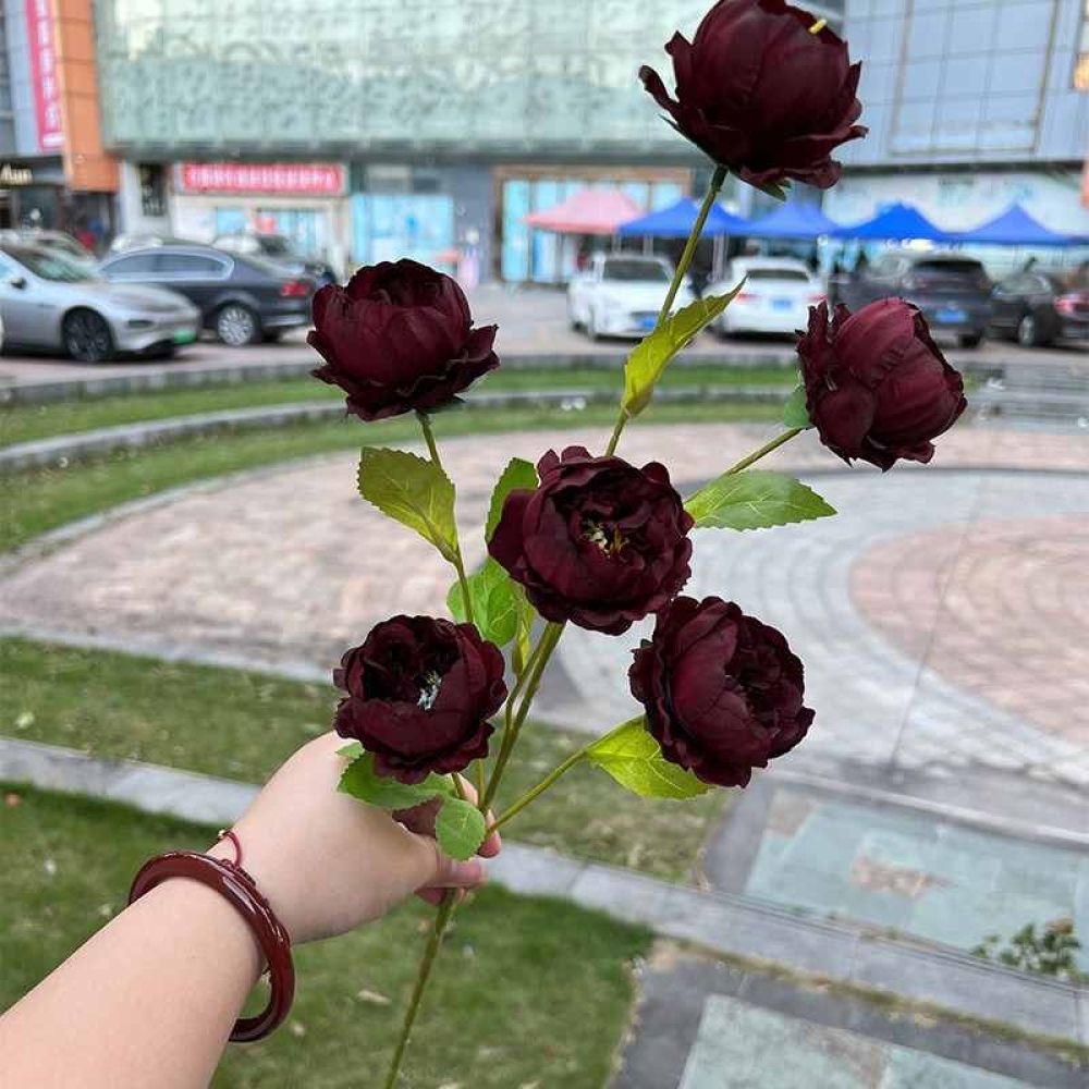 Artificial peony with 6 bloom