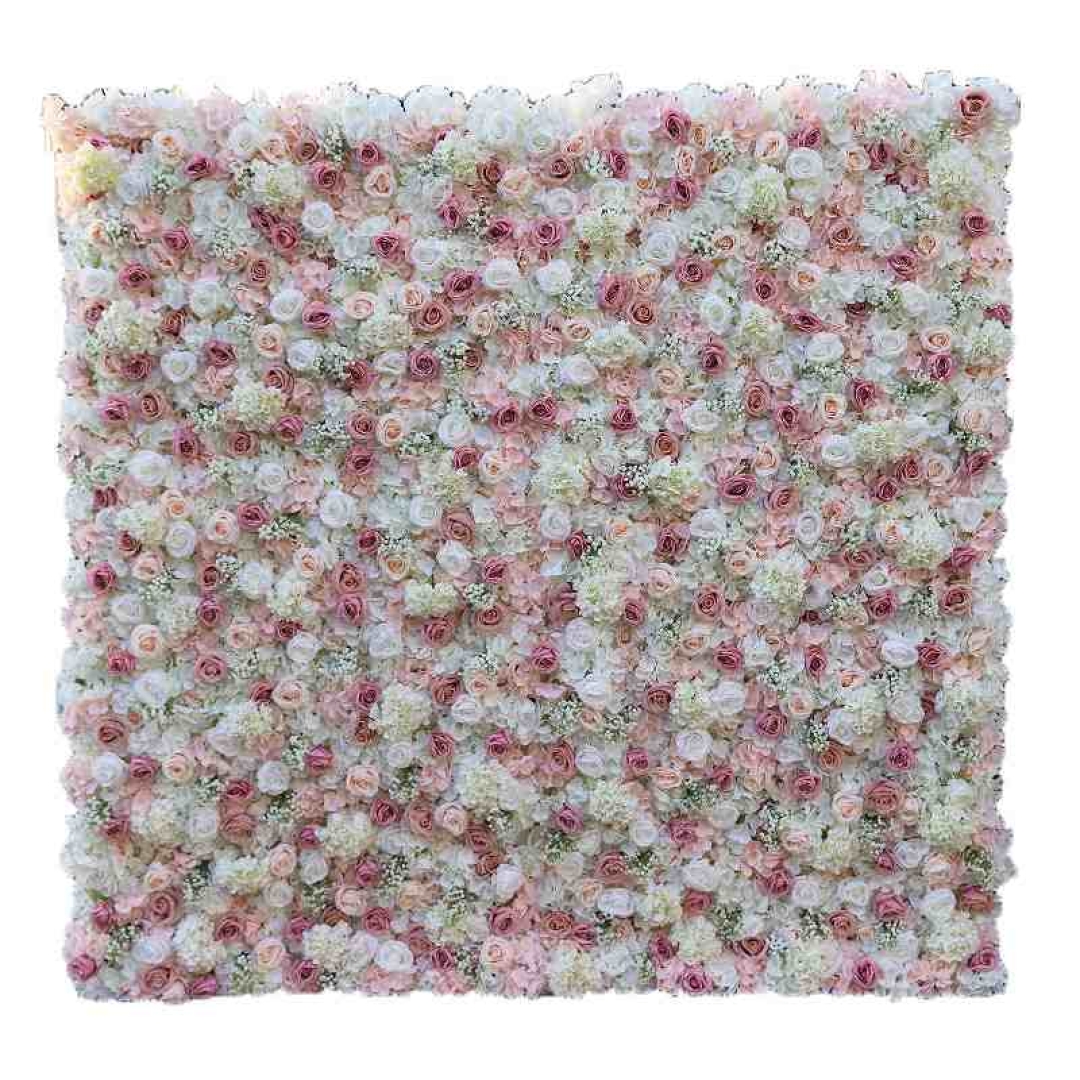 Artificial Roses, hydrangeasand baby's breath wall