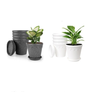 5.5 inch, 6.5 inch and 7.5 inch Imitation ceramic plastic flower pot with base