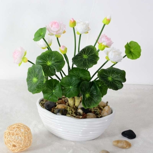 Artificial Lotus Bouquet – 3 Blooms & 2 Buds