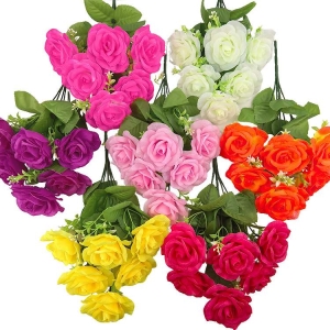 Artificial roses spray with 6 blooms