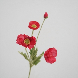 Wholesale Artificial Poppy Stem with 3 Flowers and 1 Bud