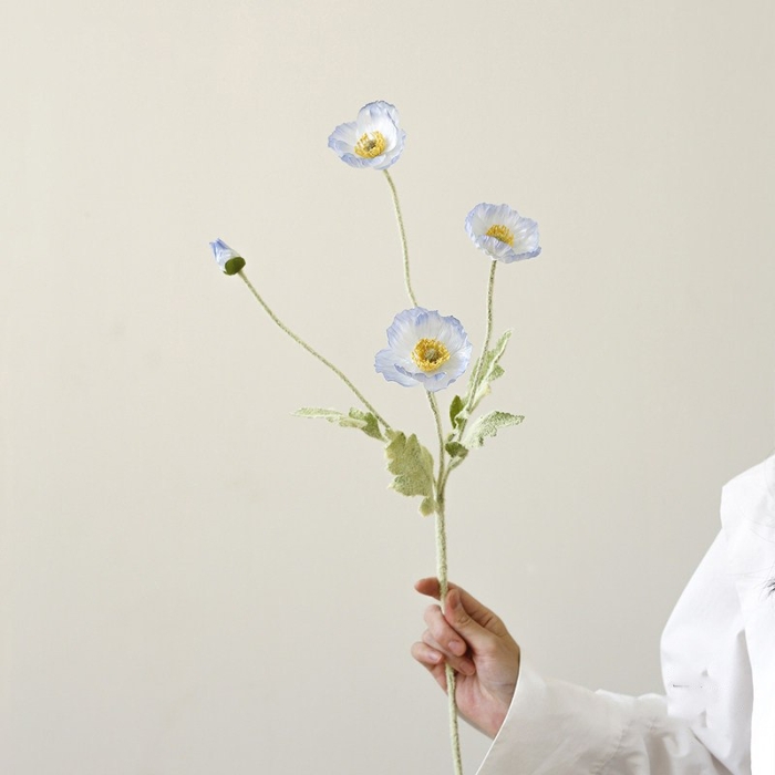 Wholesale Artificial Icelandic Poppy Stem – 60cm, 3 Flowers & 1 Bud