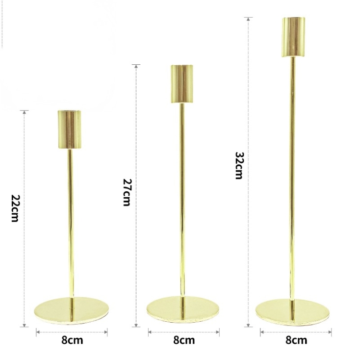 Metal andlestick three-piece set
