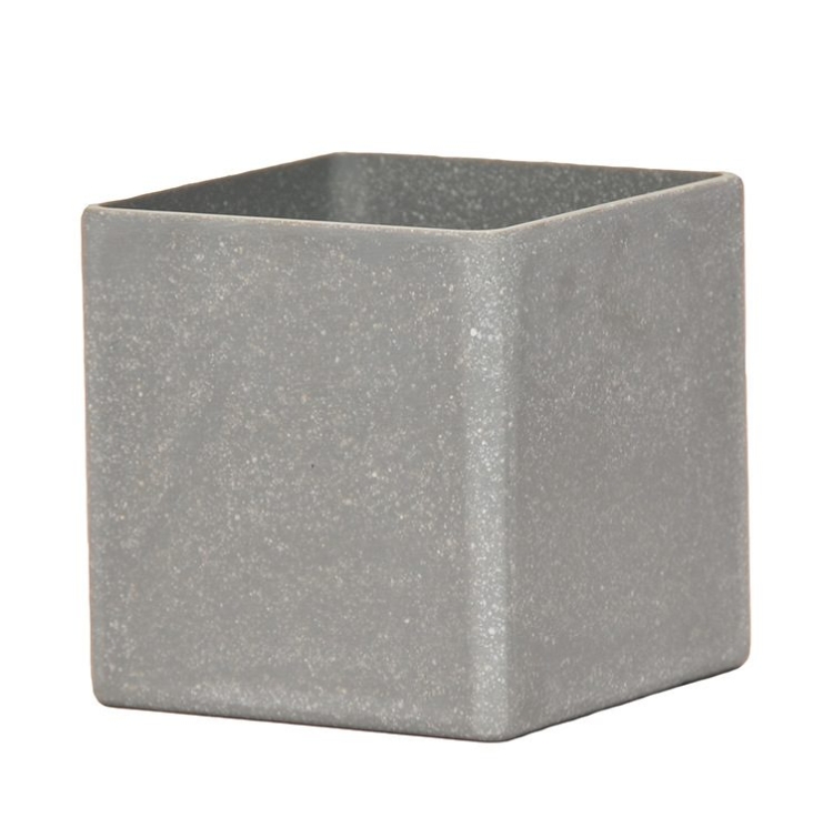 Simple cube-shaped plastic flower pot
