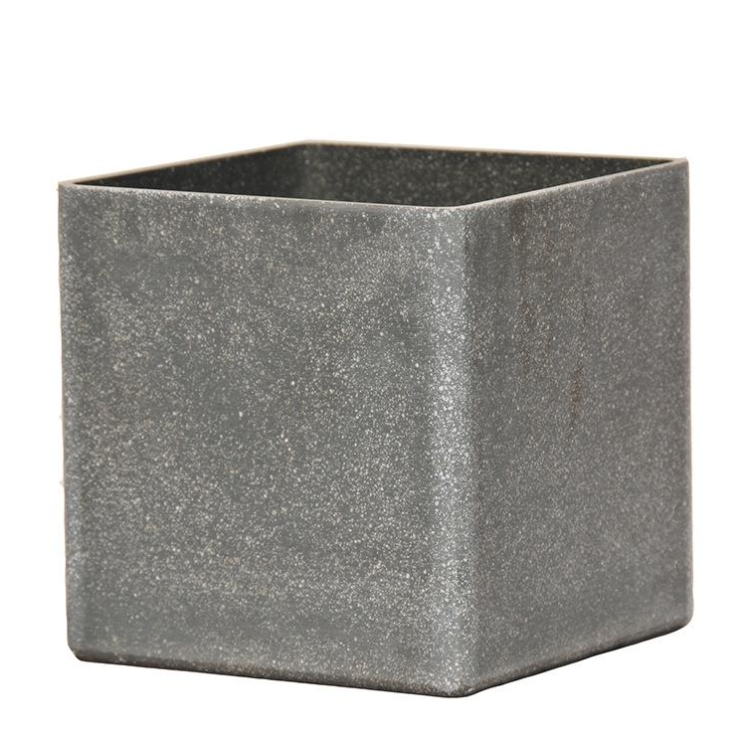 Simple cube-shaped plastic flower pot