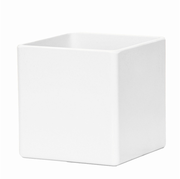 Simple cube-shaped plastic flower pot