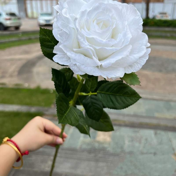 Soft-touch artificial single rose