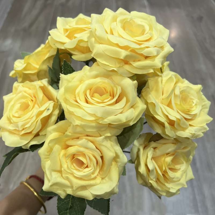 Artificial rose with nine blooms