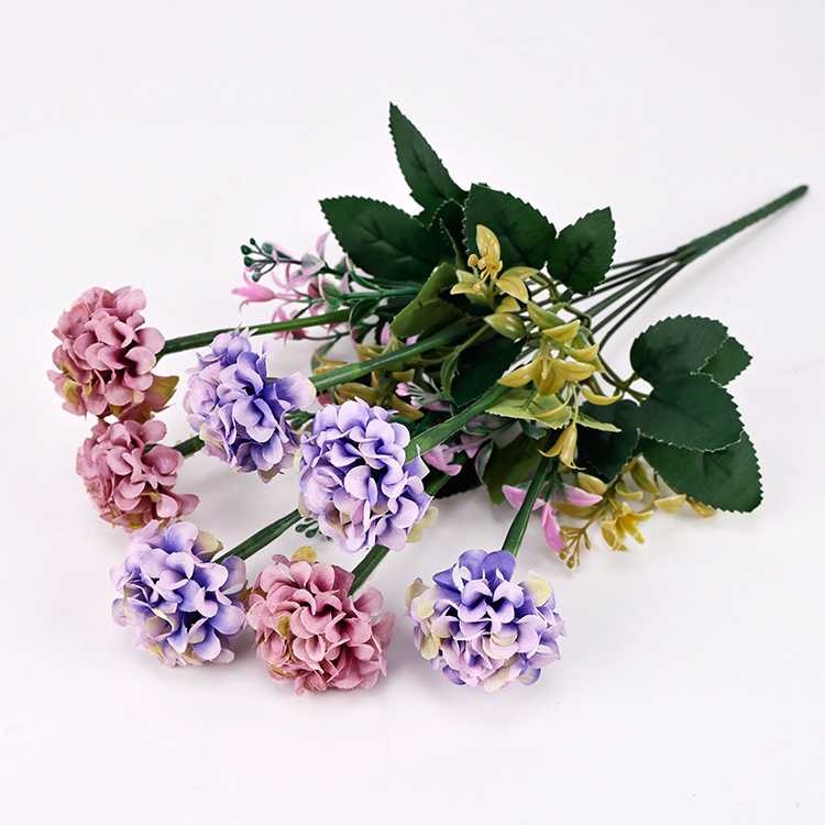 Seven-Bloom Artificial Hydrangea Spray – 34cm