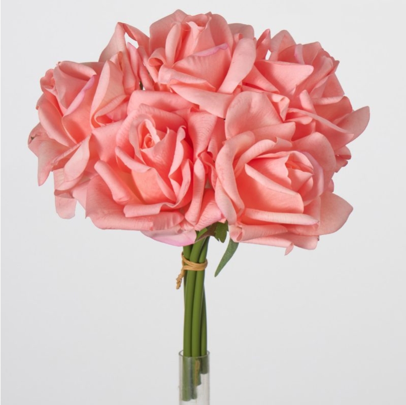 Wholesale Artificial Curled-Edge Rose Bouquet – 5 Blooms 25cm