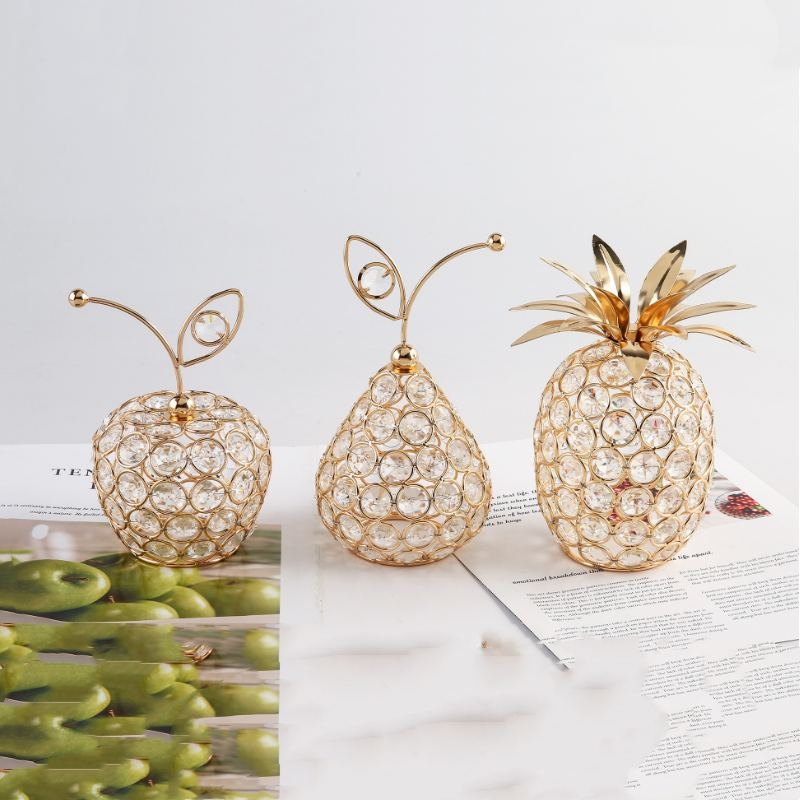 Creative Crystal Metal Crafts of Apples, Pears, and Pineapples