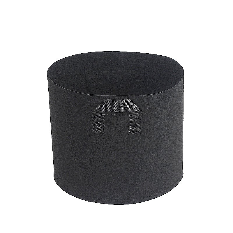 Black non-woven planting bags with two handles