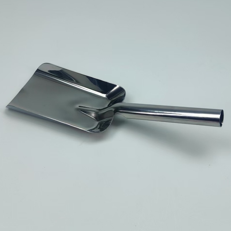 One-piece molded stainless steel shovel