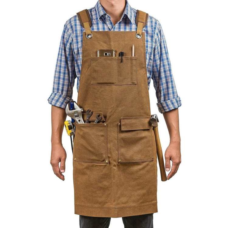 Thickened canvas apron for carpentry, electrical work, and landscaping