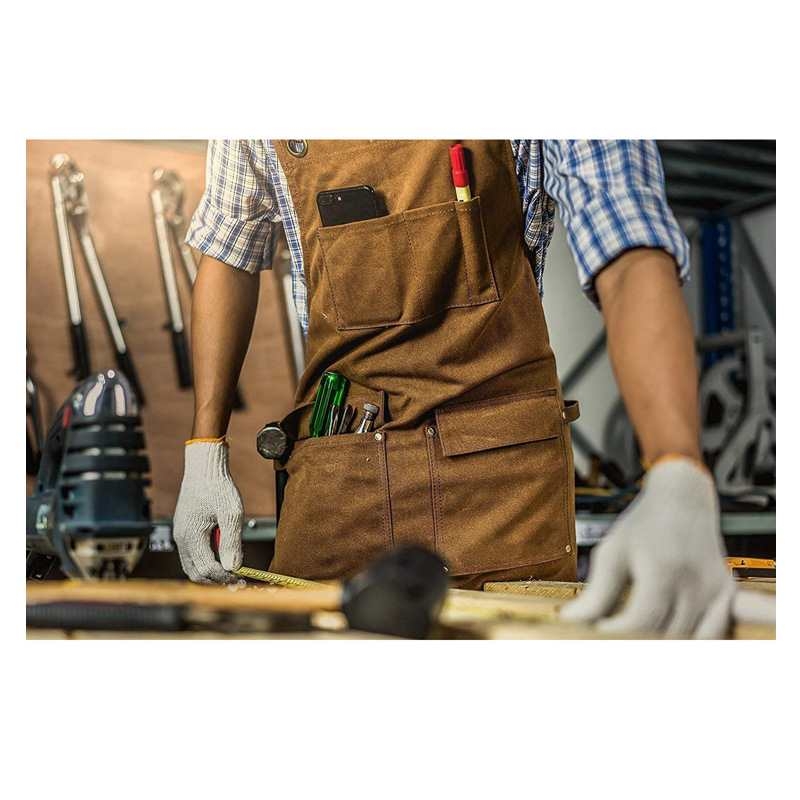 Thickened canvas apron for carpentry, electrical work, and landscaping