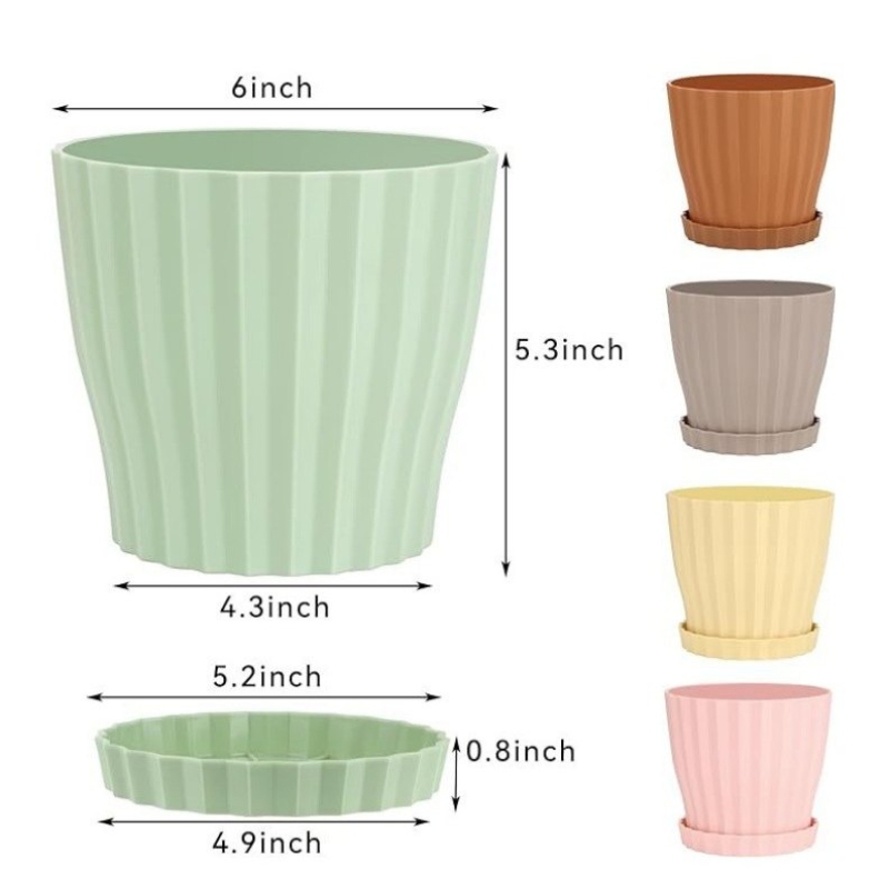 6-inch striped colored flower pot