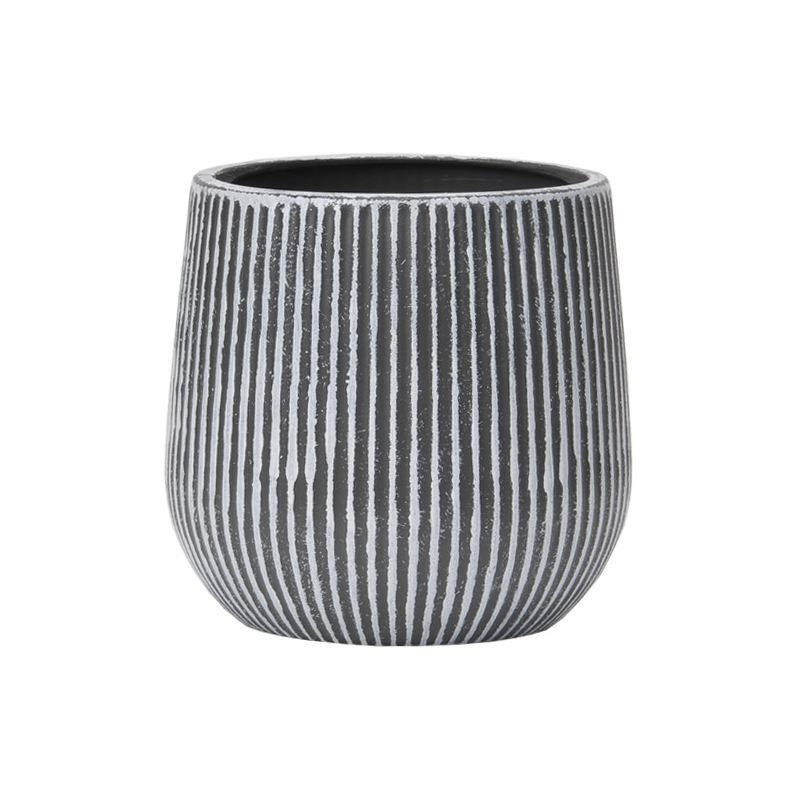 Imitation cement round striped plastic flower pot