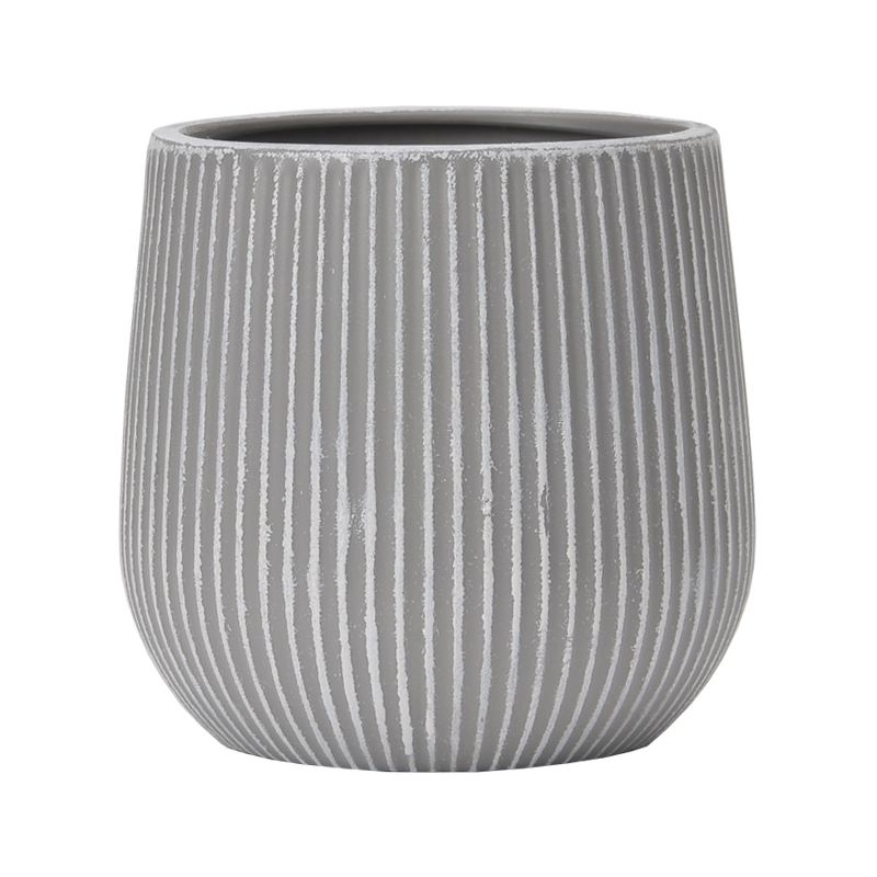 Imitation cement round striped plastic flower pot