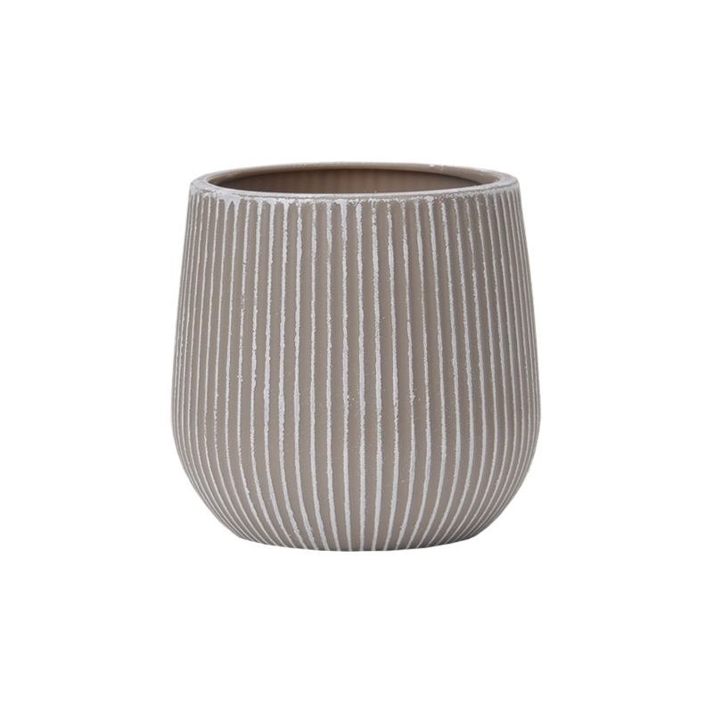 Imitation cement round striped plastic flower pot