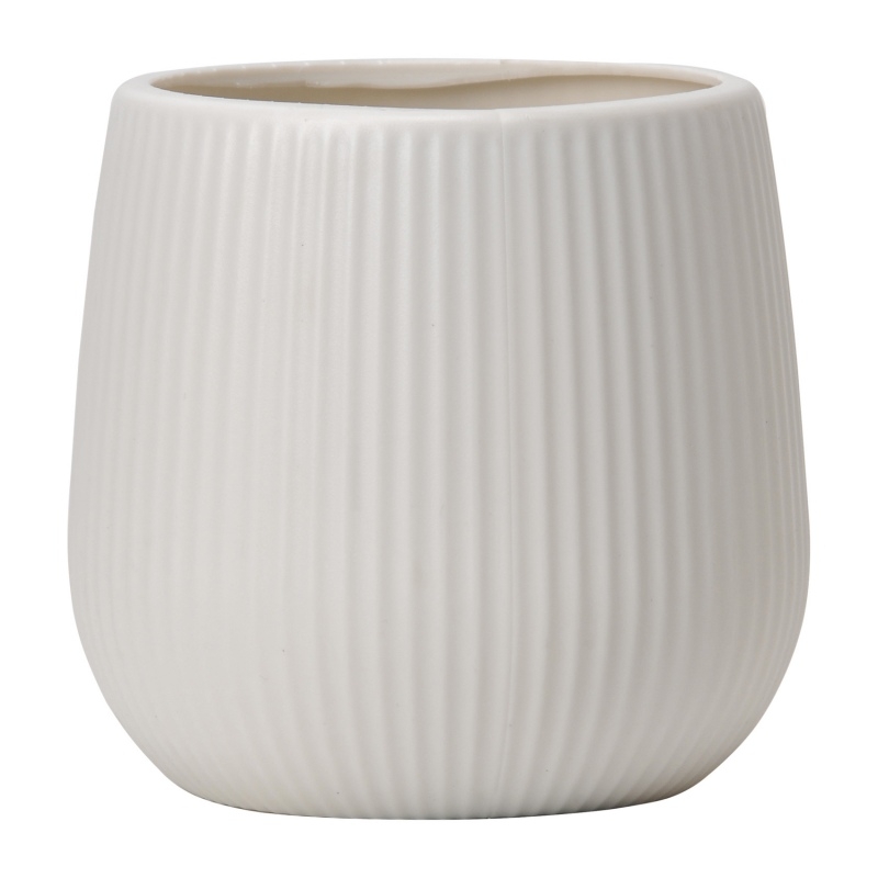 Imitation cement round striped plastic flower pot