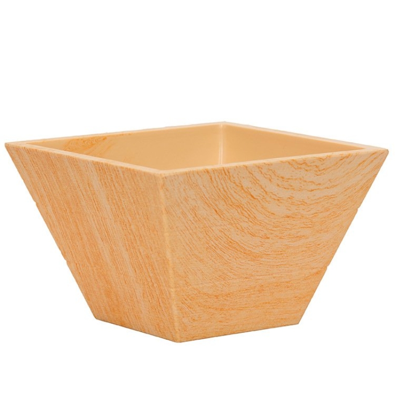Wood grain plastic flower pots without hole