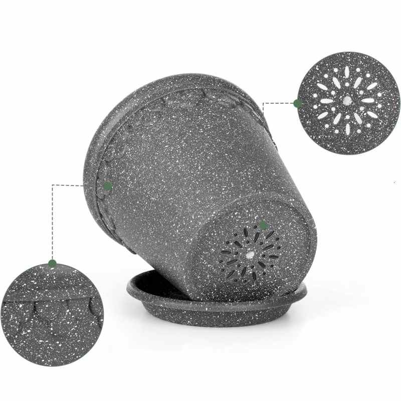 5.5 inch, 6.5 inch and 7.5 inch Imitation ceramic plastic flower pot with base