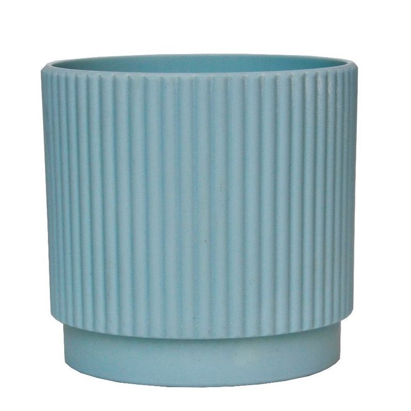 Striped non-porous plastic flower pot