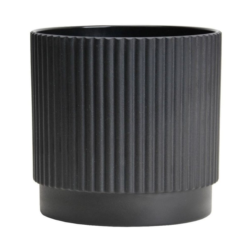 Striped non-porous plastic flower pot