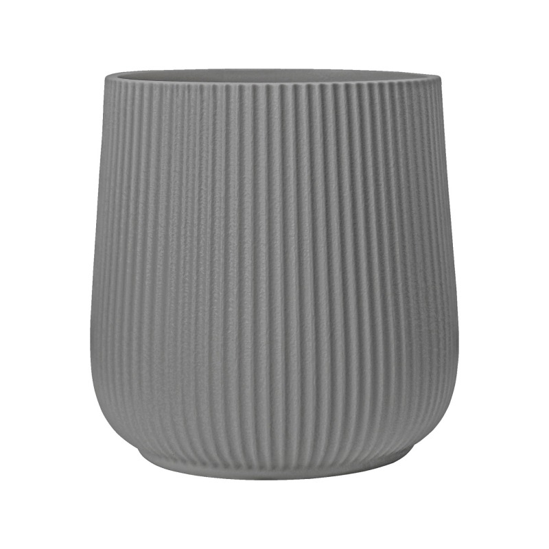 Large striped plastic flower pot