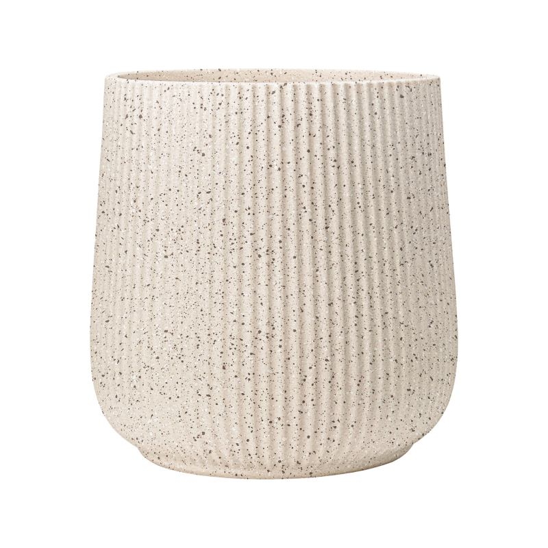 Large striped plastic flower pot
