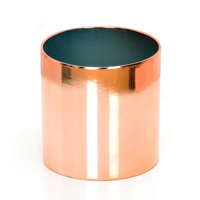 Electroplated cylindrical plastic flower pot