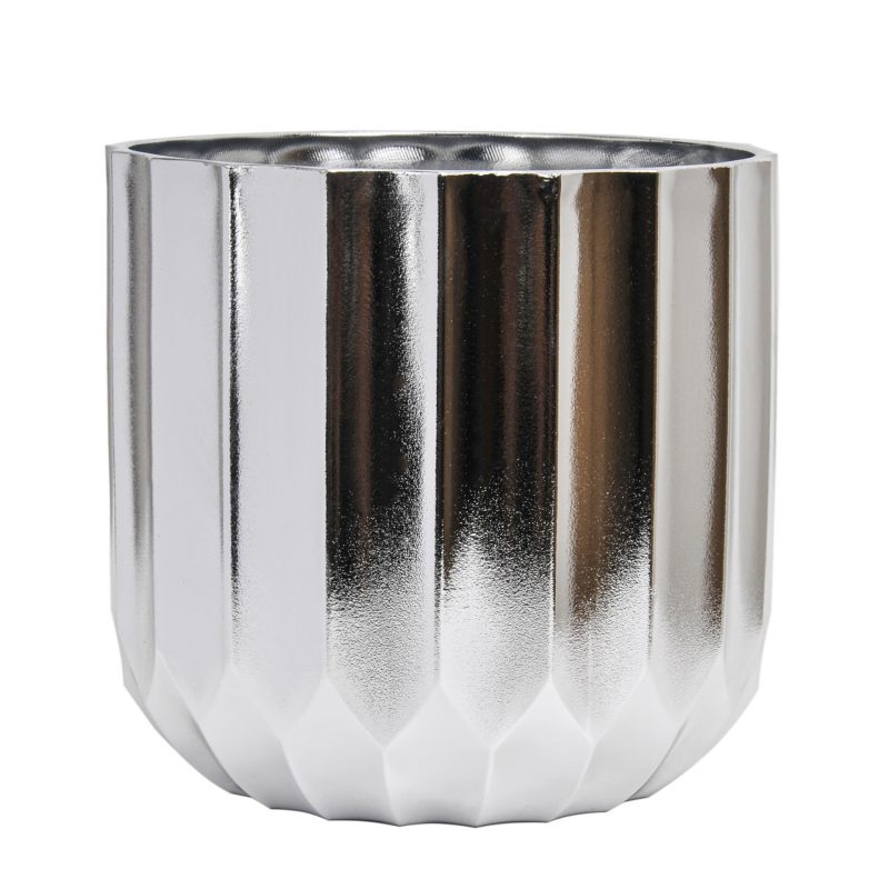 Electroplated cylindrical plastic plant pot