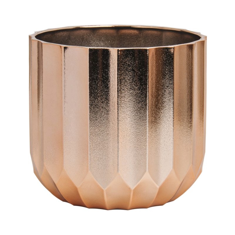 Electroplated cylindrical plastic plant pot