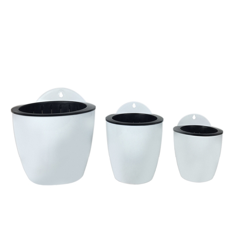Plastic hangable flower pot with absorbent cotton rope