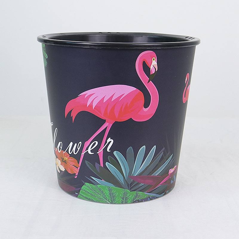 Painted plastic flower pots
