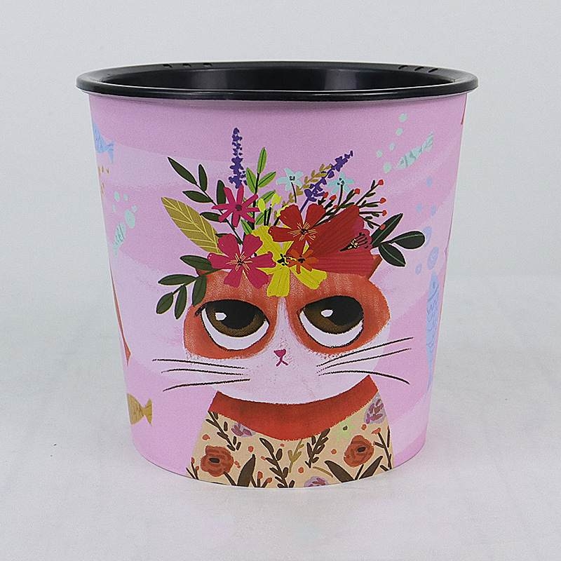 Painted plastic flower pots