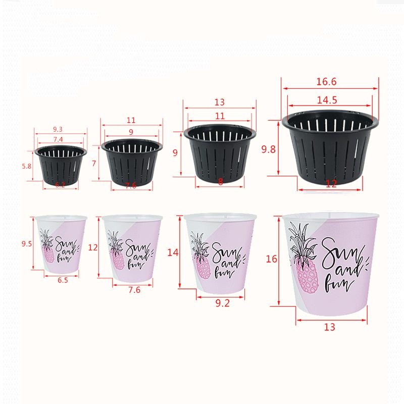 Painted plastic flower pots