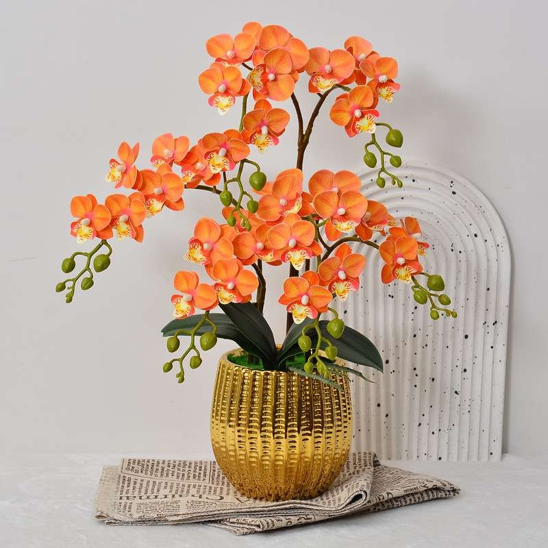 Artificial Phalaenopsis orchids with flowerpots