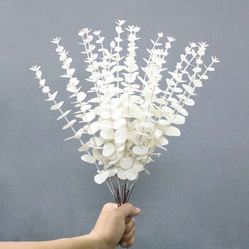 Artificial green plant single eucalyptus stem