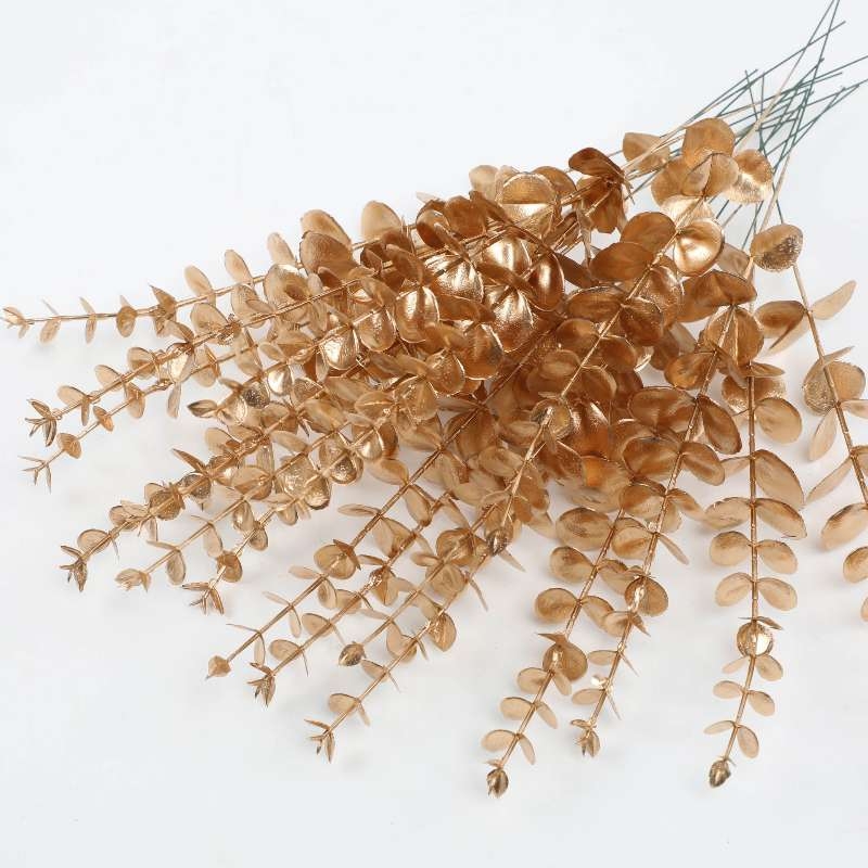 Artificial green plant single eucalyptus stem