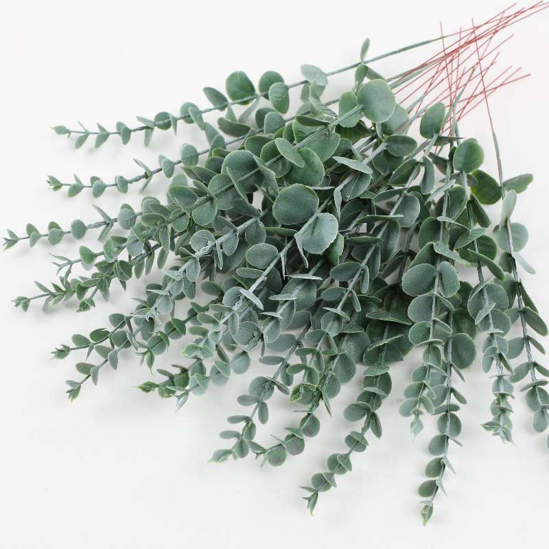 Artificial green plant single eucalyptus stem