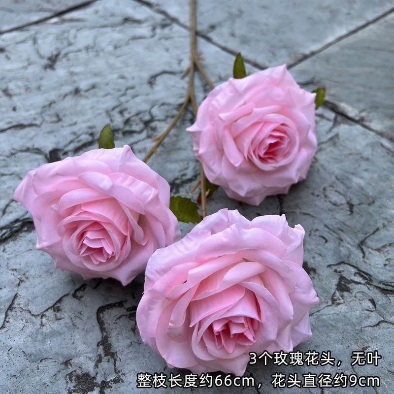 Three-bloom artificial rose