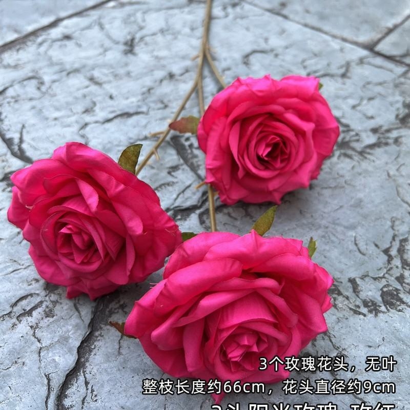 Three-bloom artificial rose