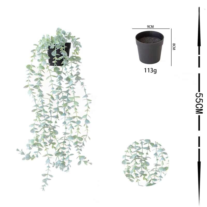 9-pronged white Artificial eucalyptus vine