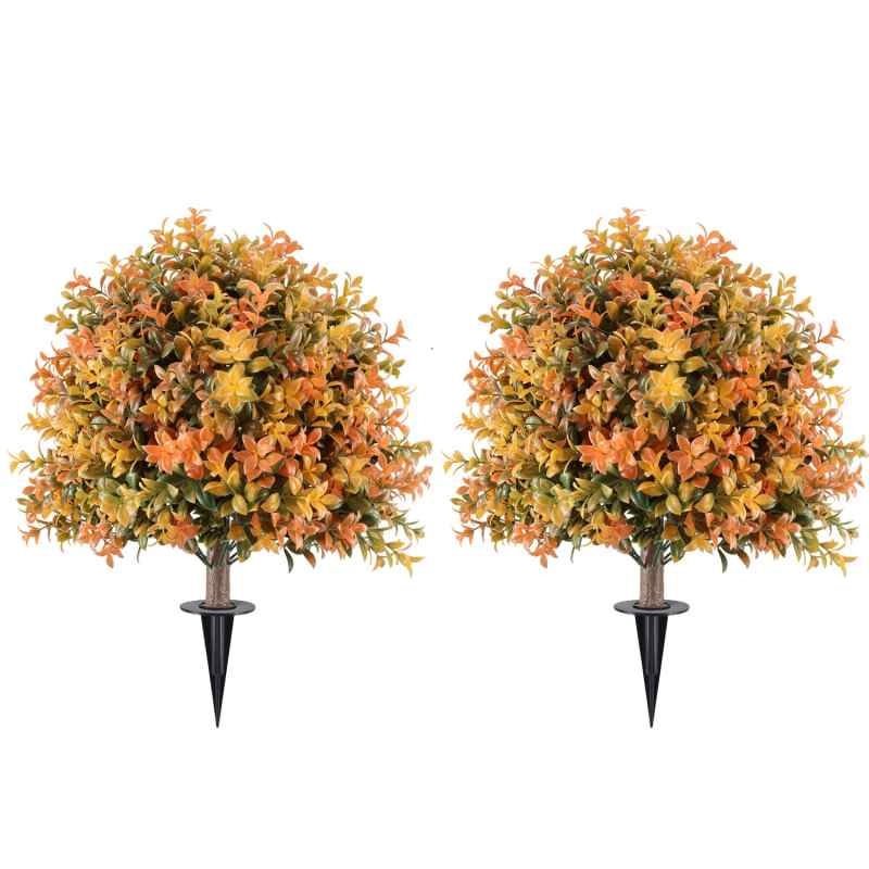 60cm Autumn-colored Artificial boxwood with Ground Stake